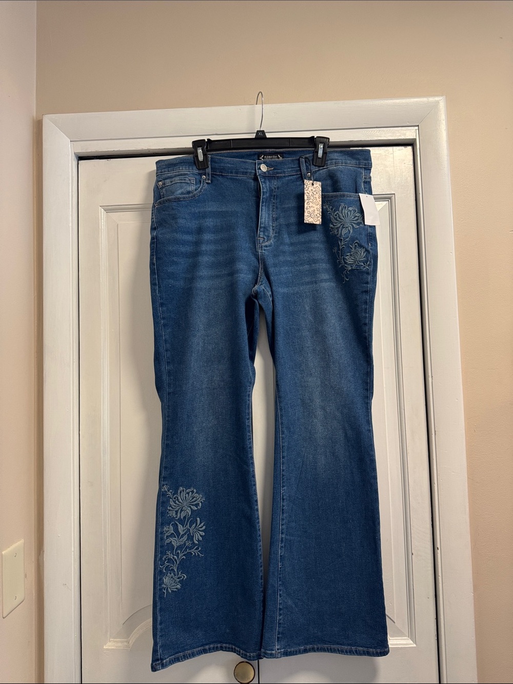 Nanette Lepore Blue Embroidered Boot-Cut Jeans